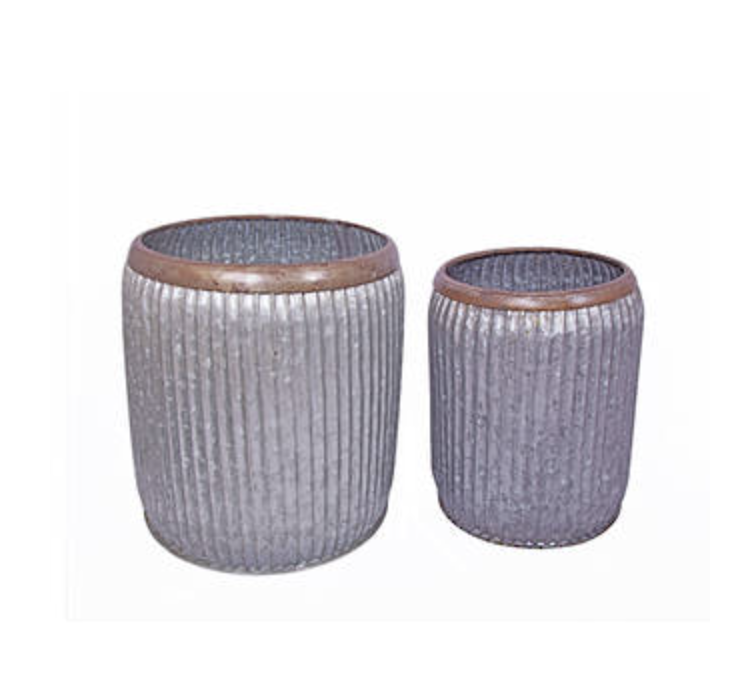 Miller Galvanised Barrel Planter - Large
