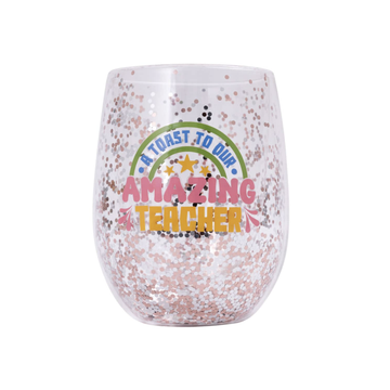 Teacher Amazing Glitter Wine Glass