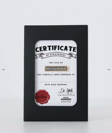 Zero Fucks Specialist Award Badge