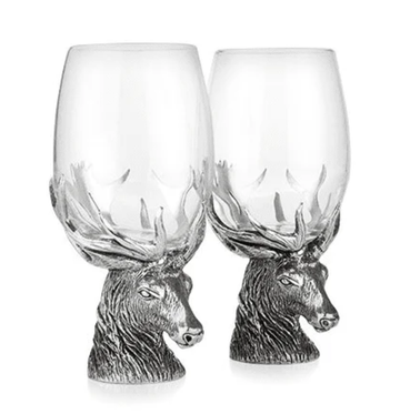 Stag Wine Glass Pair