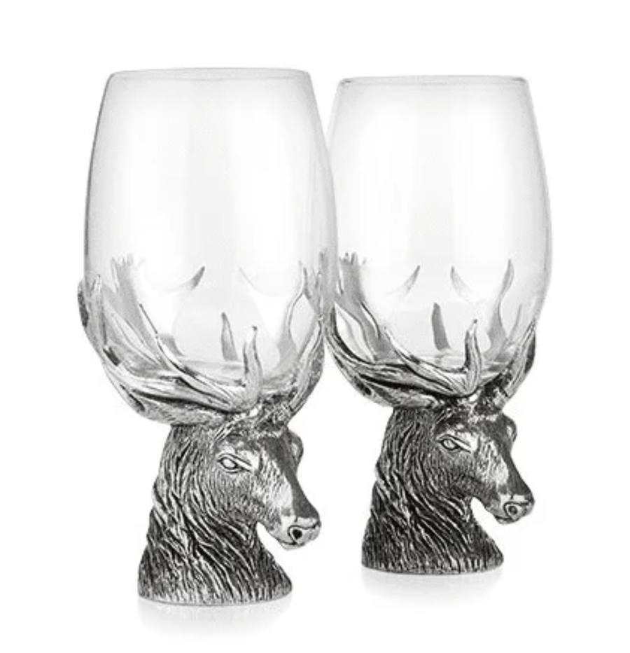 Stag Wine Glass Pair