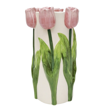 Tulip Vase Pink & White - Tall