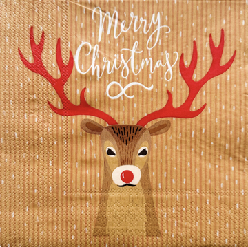 Reindeer Napkins Brown & Red