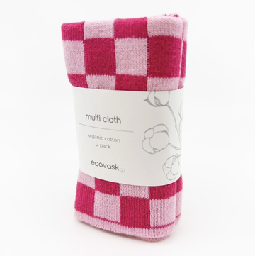 Multi Cloth 2pk - Raspberry Chequer