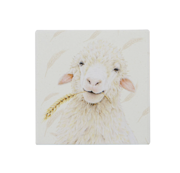 Farmyard Faces Square Ceramic Coaster - Sheep