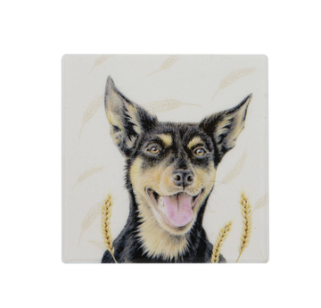 Farmyard Faces Square Ceramic Coaster - Kelpie