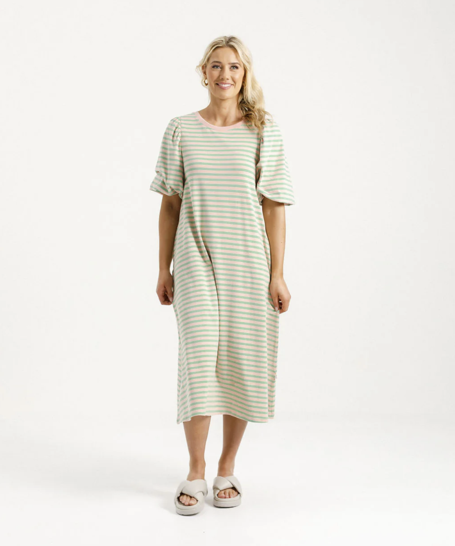 Ivy Midi Dress - Candy Apple Stripes