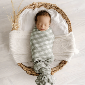 Stretchy Swaddle - Sage Gingham
