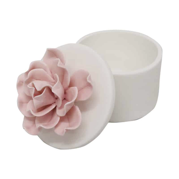 Flower Vessel with Lid - White/Light Pink