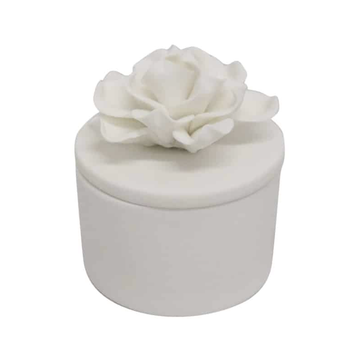 Flower Vessel with Lid - White