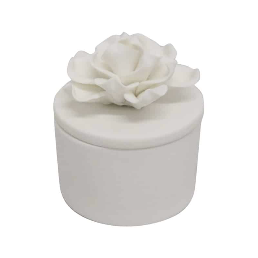 Flower Vessel with Lid - White