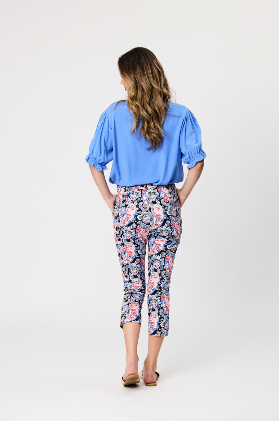 Lucille 3/4 Printed Pant - Blue