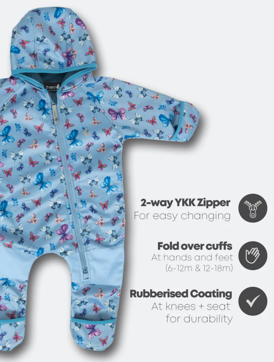 All-Weather Fleece Onesie - Butterfly Sky