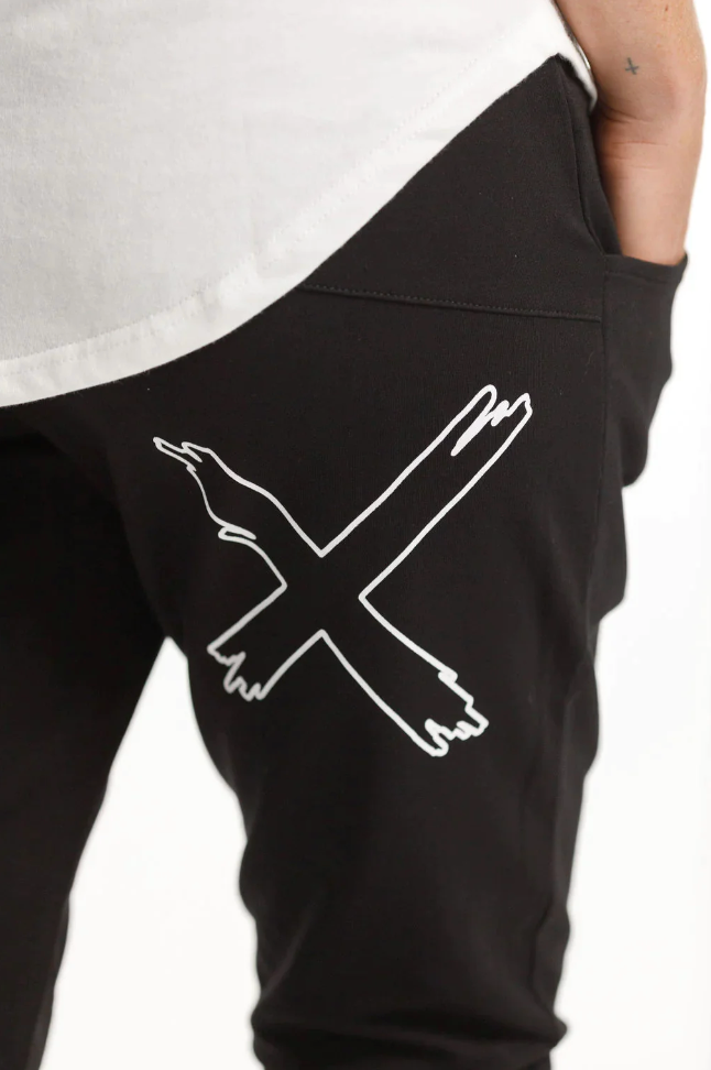 Apartment Pants - Winter Weight - Black with white X outline