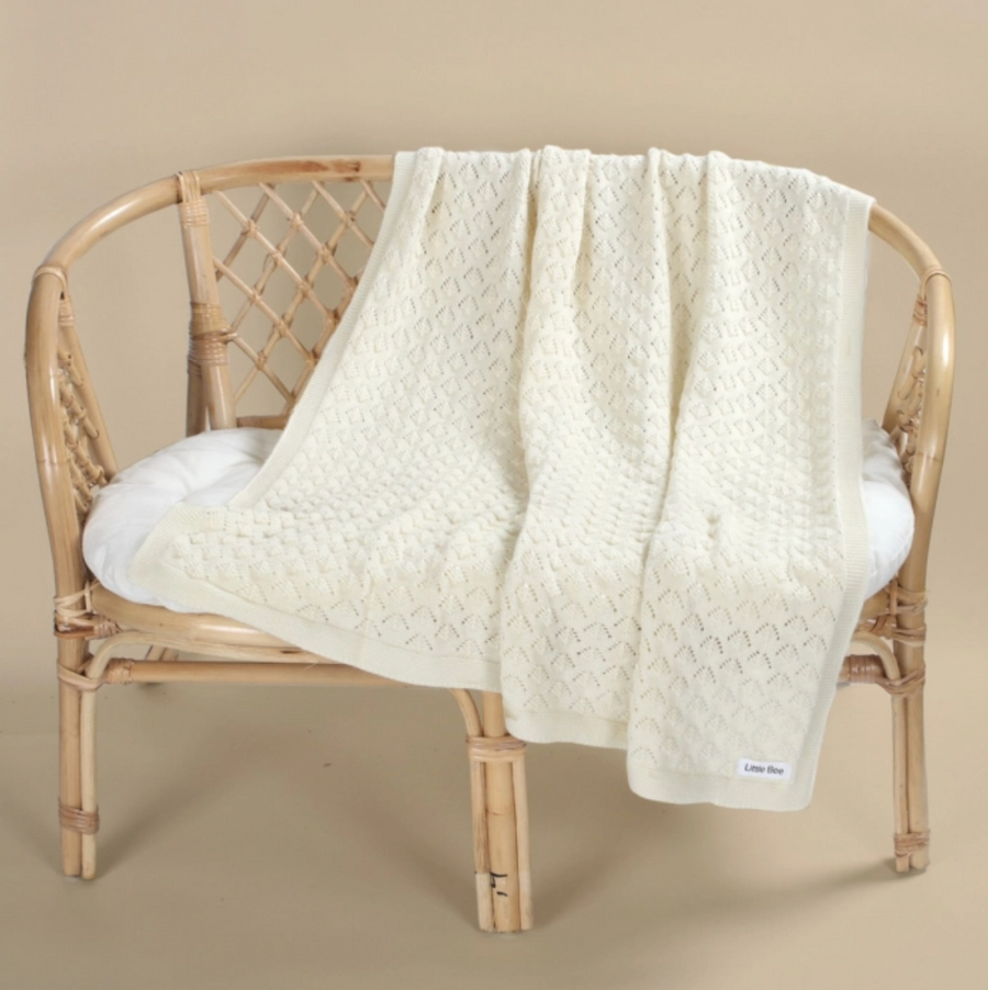 Merino Purl Knit Blanket - Snow