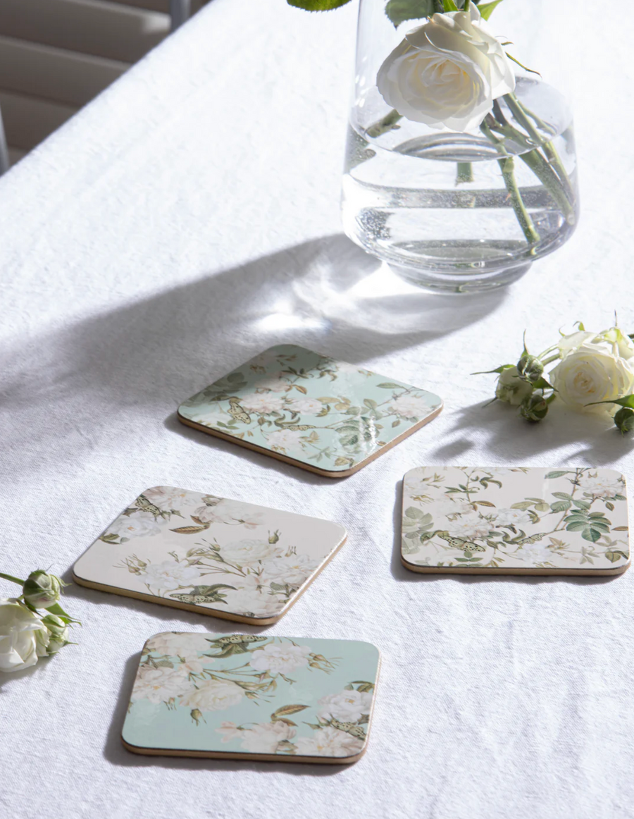 Elegant Rose Cream 6pk Coaster