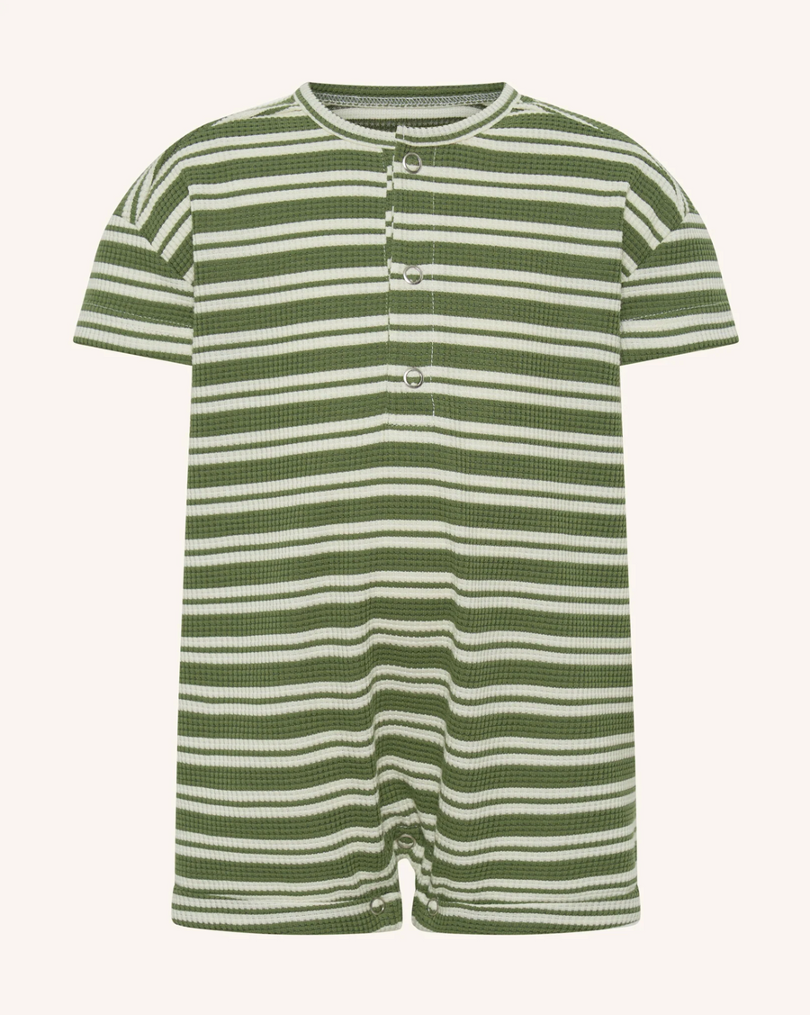 Forest Stripe Waffle Relaxed Romper