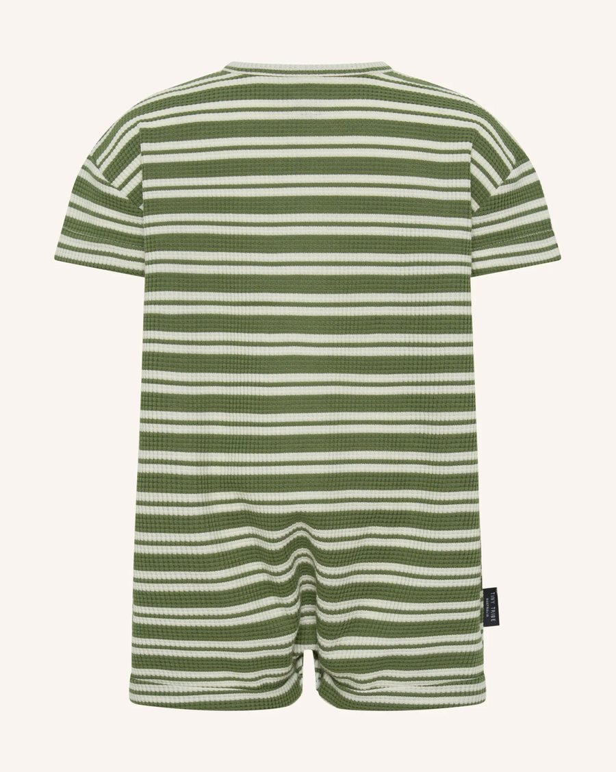 Forest Stripe Waffle Relaxed Romper