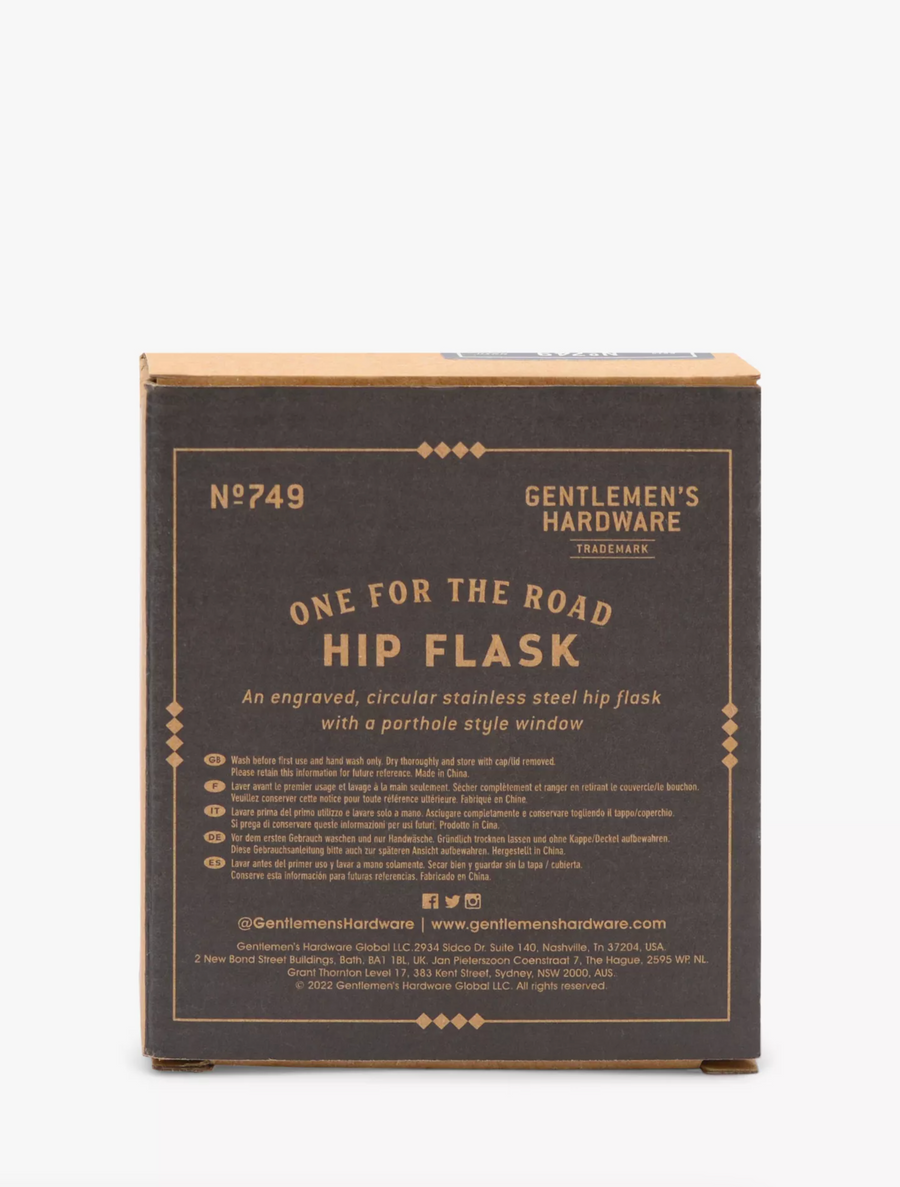 Circular Hip Flask 'One for the Road'