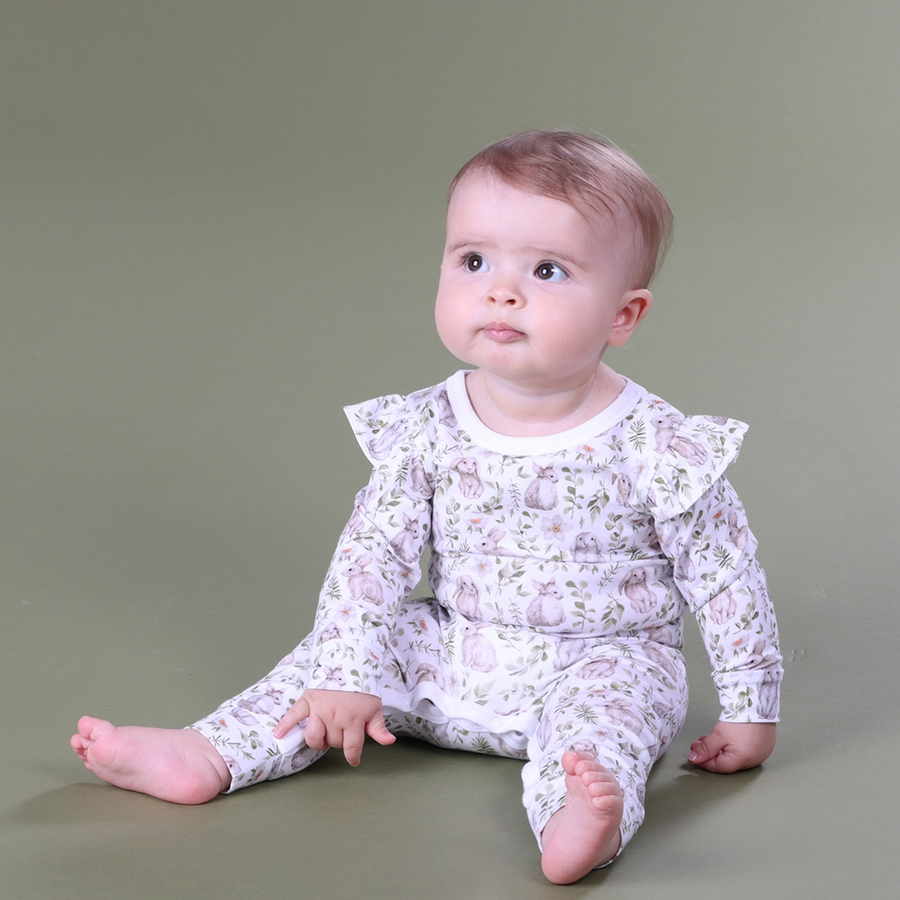 Cotton Frill Babygrow - Bunny