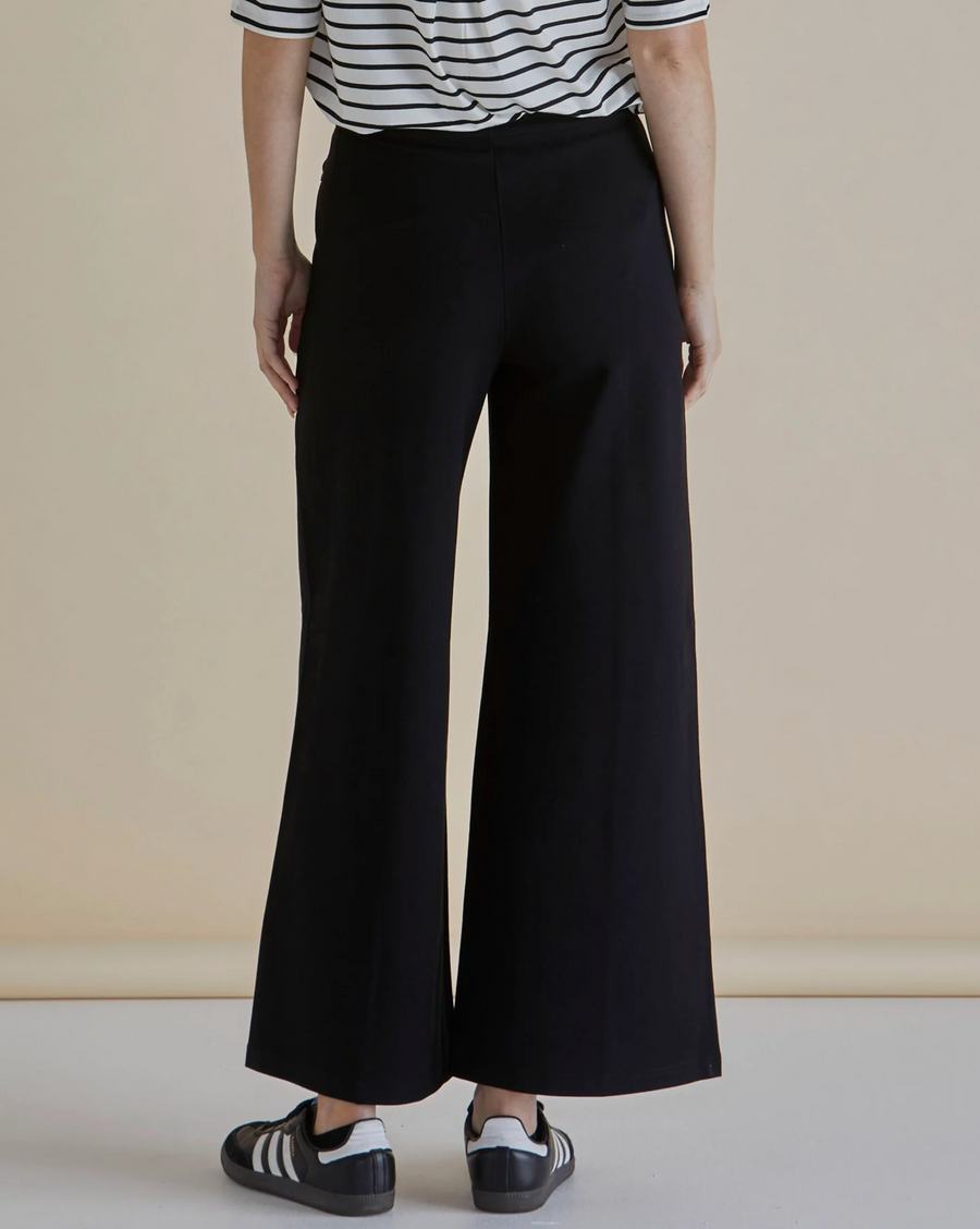 Elodie Wide Leg Ponte Pant - Black