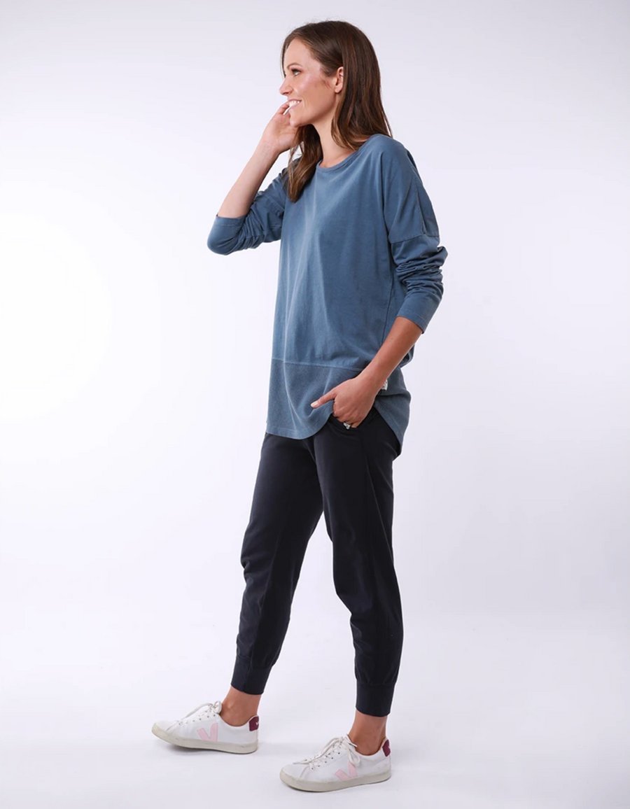 Fundamental Rib Long Sleeve Tee - Steel Blue