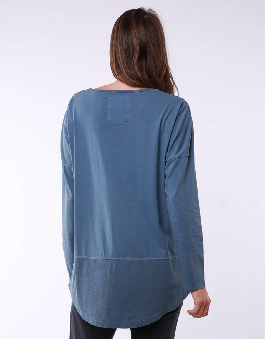 Fundamental Rib Long Sleeve Tee - Steel Blue