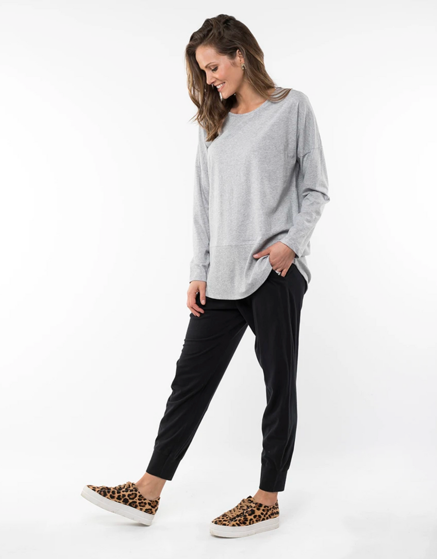 Fundamental Rib Long Sleeve Tee - Grey Marle
