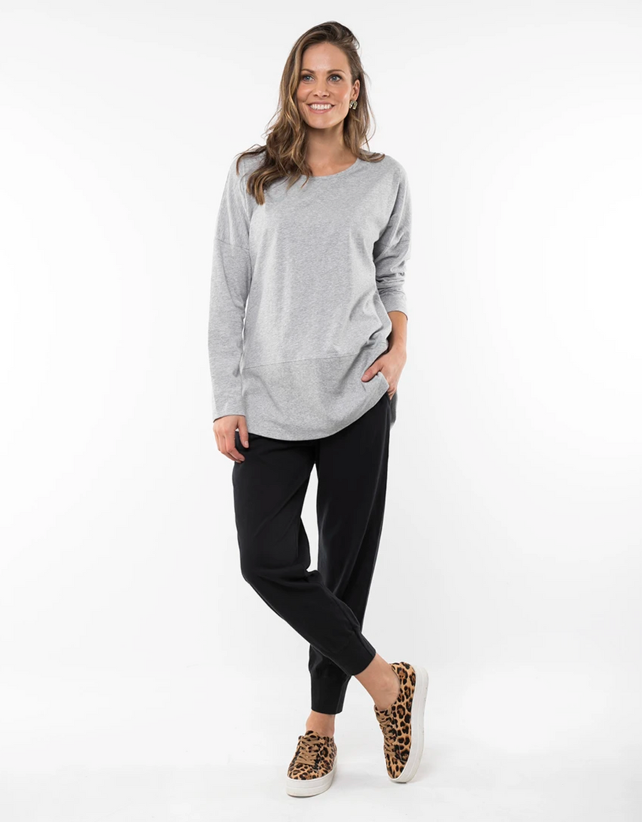 Fundamental Rib Long Sleeve Tee - Grey Marle