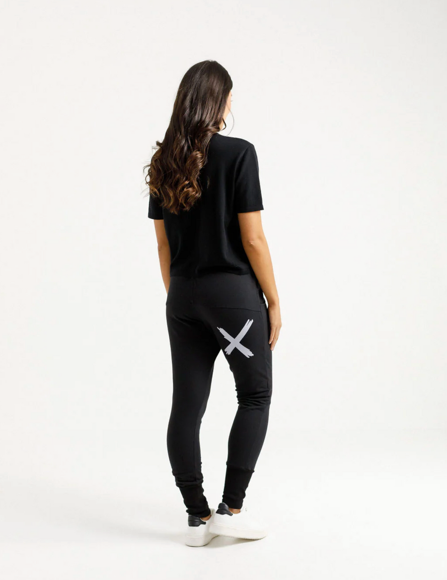 Alpine Apartment Pants - Black with a Lilac X