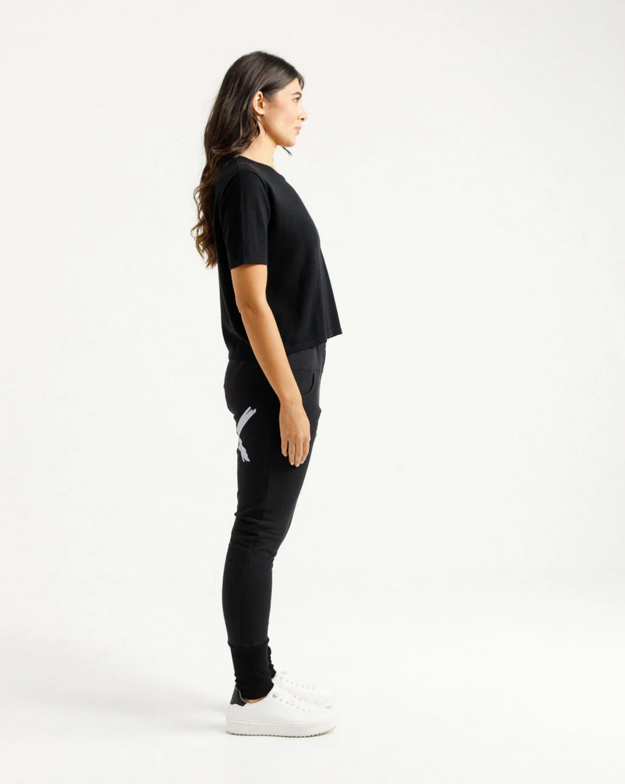 Alpine Apartment Pants - Black with a Lilac X