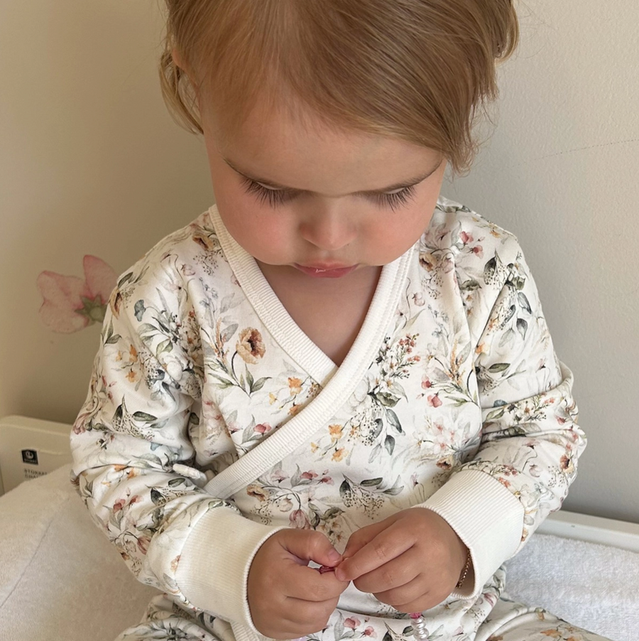 Cotton Tie Babygrow - Floral