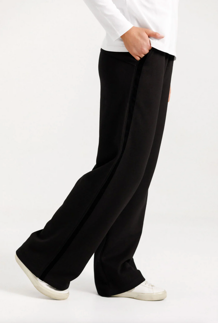 Alpine Palazzo Pants - Black with Black Velvet Ribbon