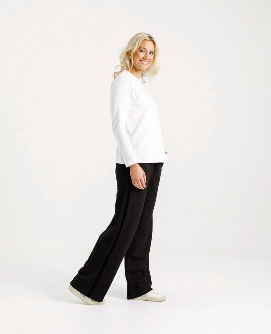 Alpine Palazzo Pants - Black with Black Velvet Ribbon