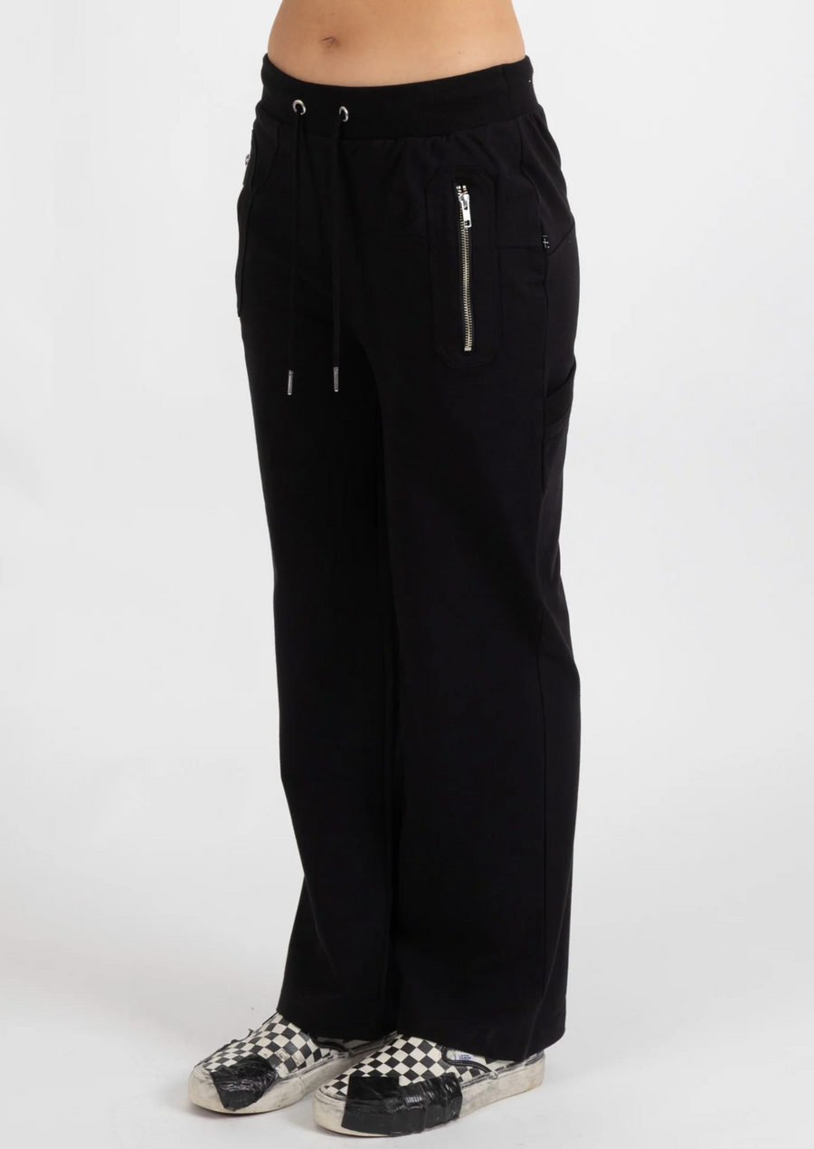 Loose Leg Escape Trackies - Black/Silver