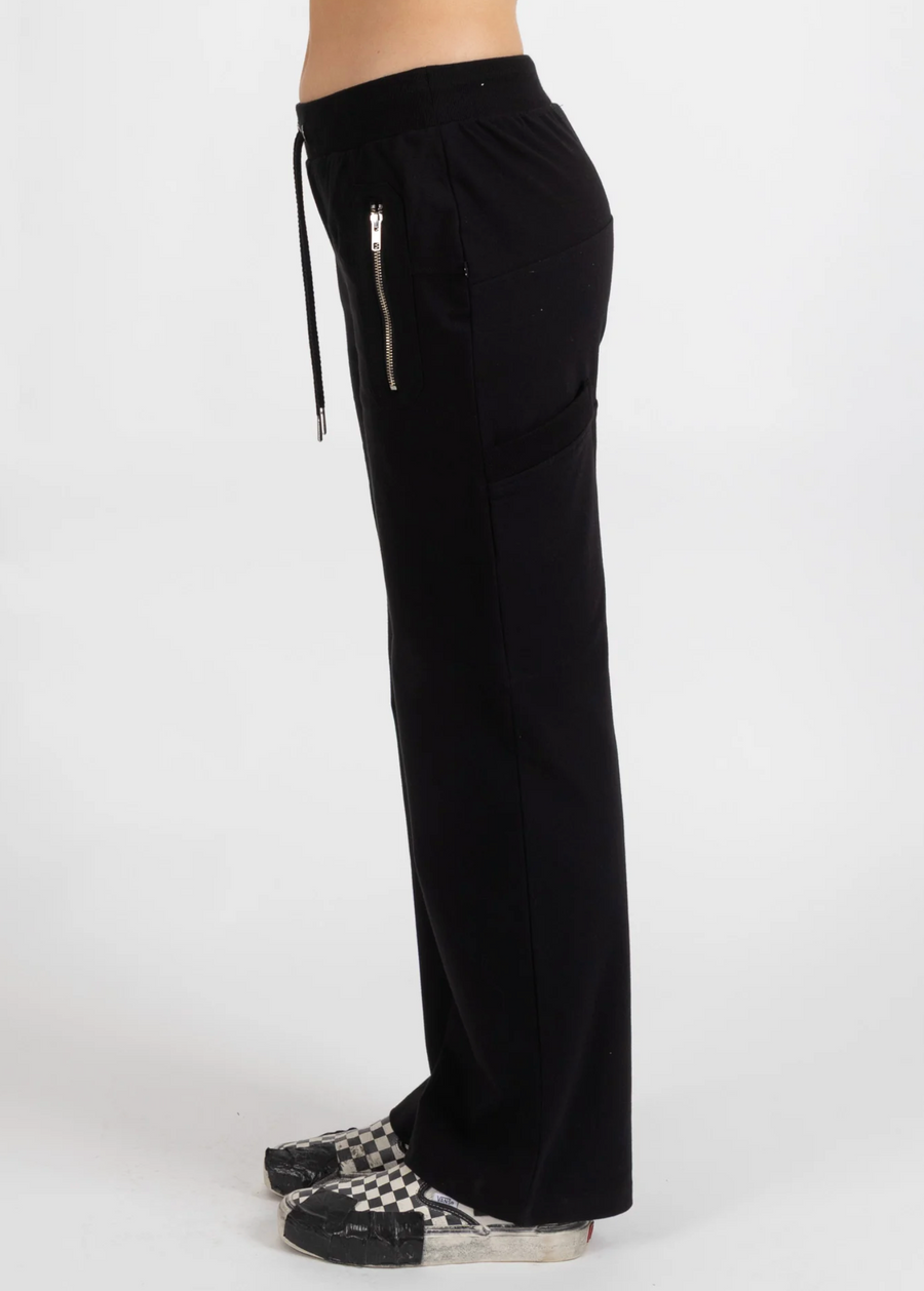 Loose Leg Escape Trackies - Black/Silver