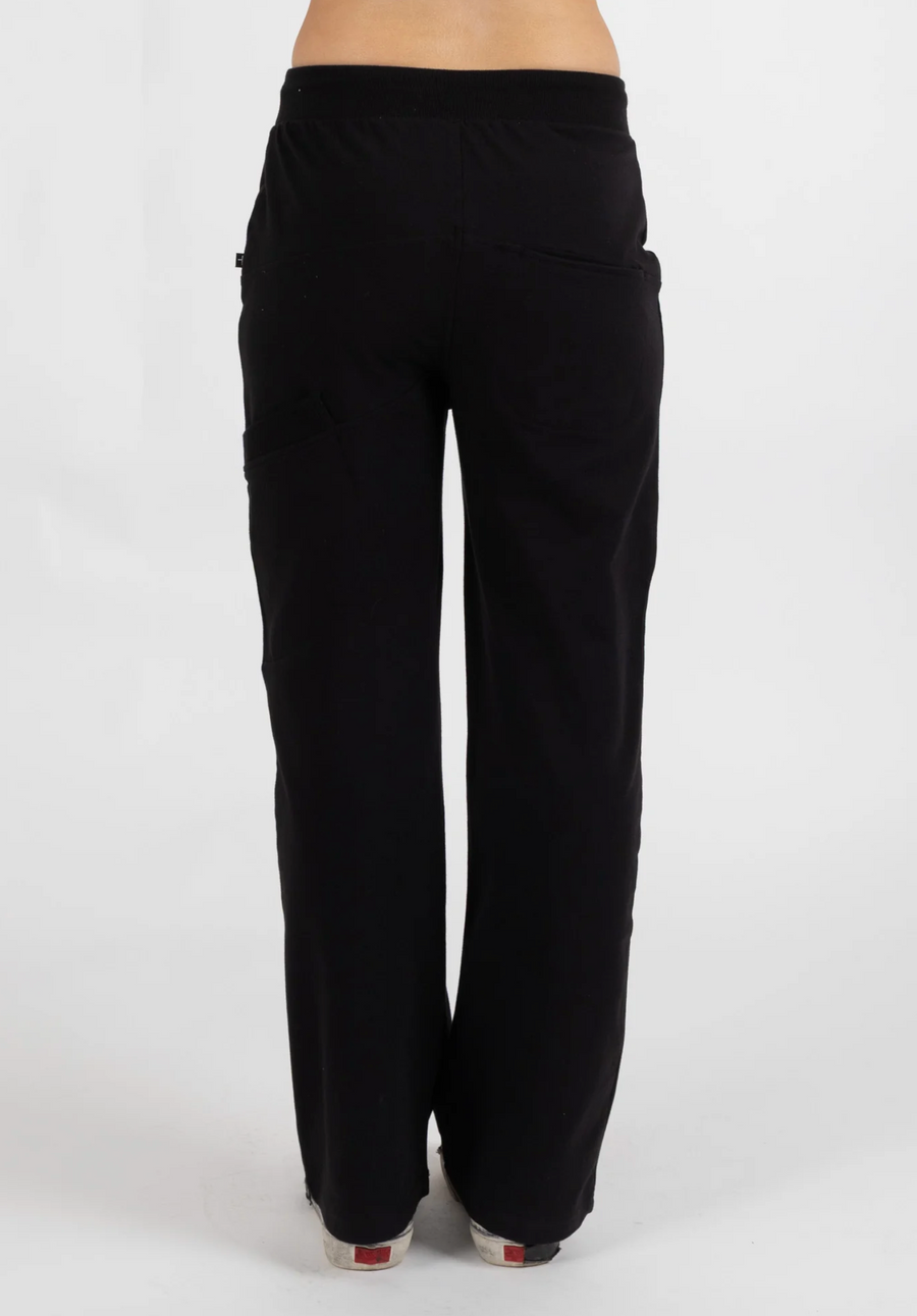 Loose Leg Escape Trackies - Black/Silver