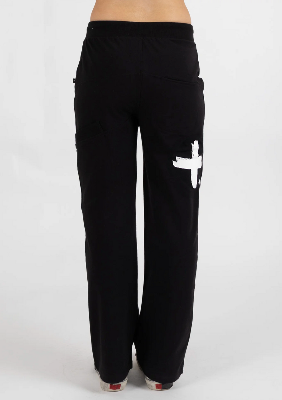 Loose Leg Escape Trackies - Plus Dot/Black White