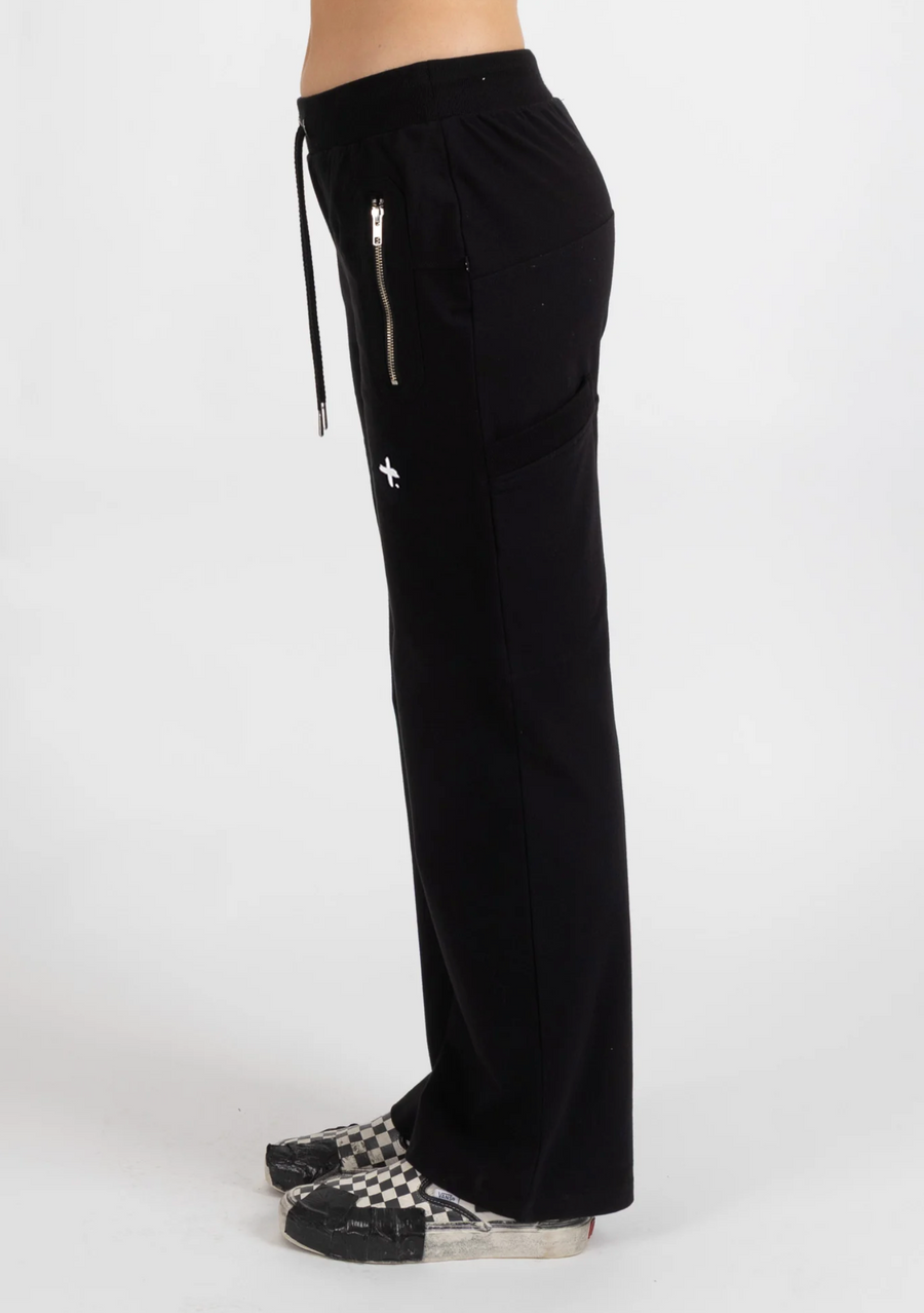 Loose Leg Escape Trackies - Plus Dot/Black White