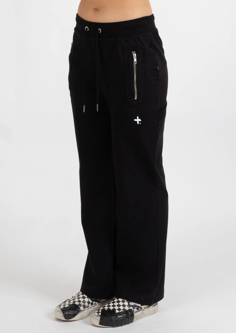 Loose Leg Escape Trackies - Plus Dot/Black White
