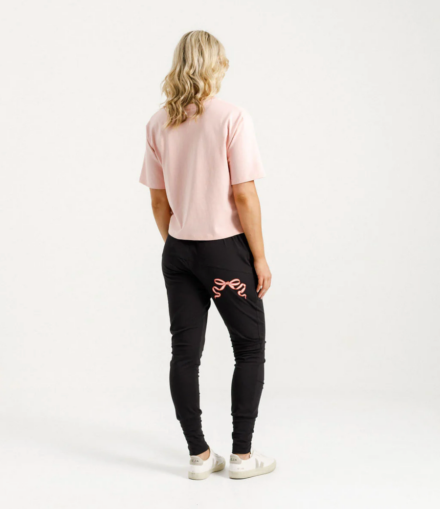 Apartment Pants - Black with Blossom Berry Bow