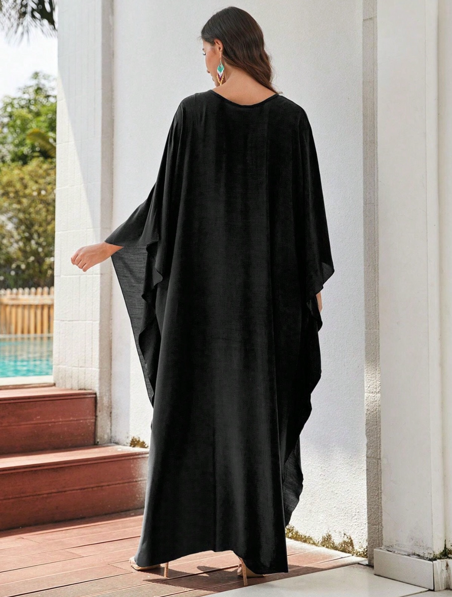 Criss Cross Black Kaftan