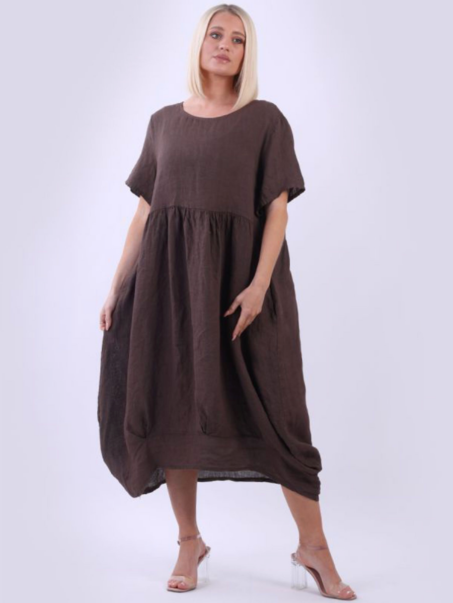 Mila Linen Dress - Chocolate