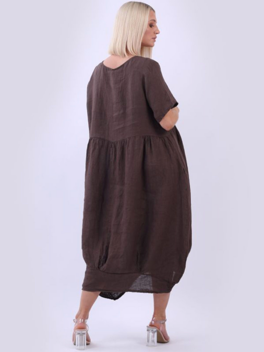 Mila Linen Dress - Chocolate