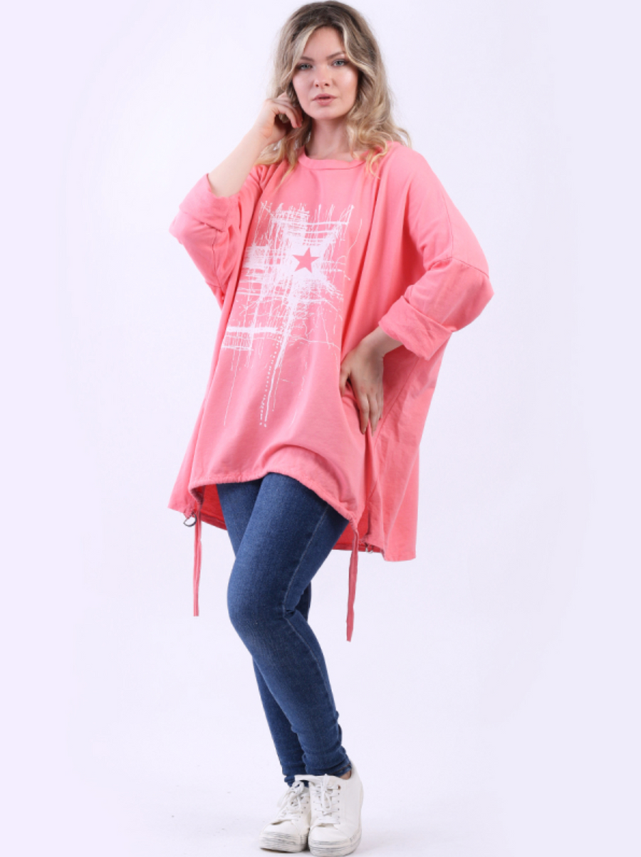 Starburst Cotton Sweater - Coral