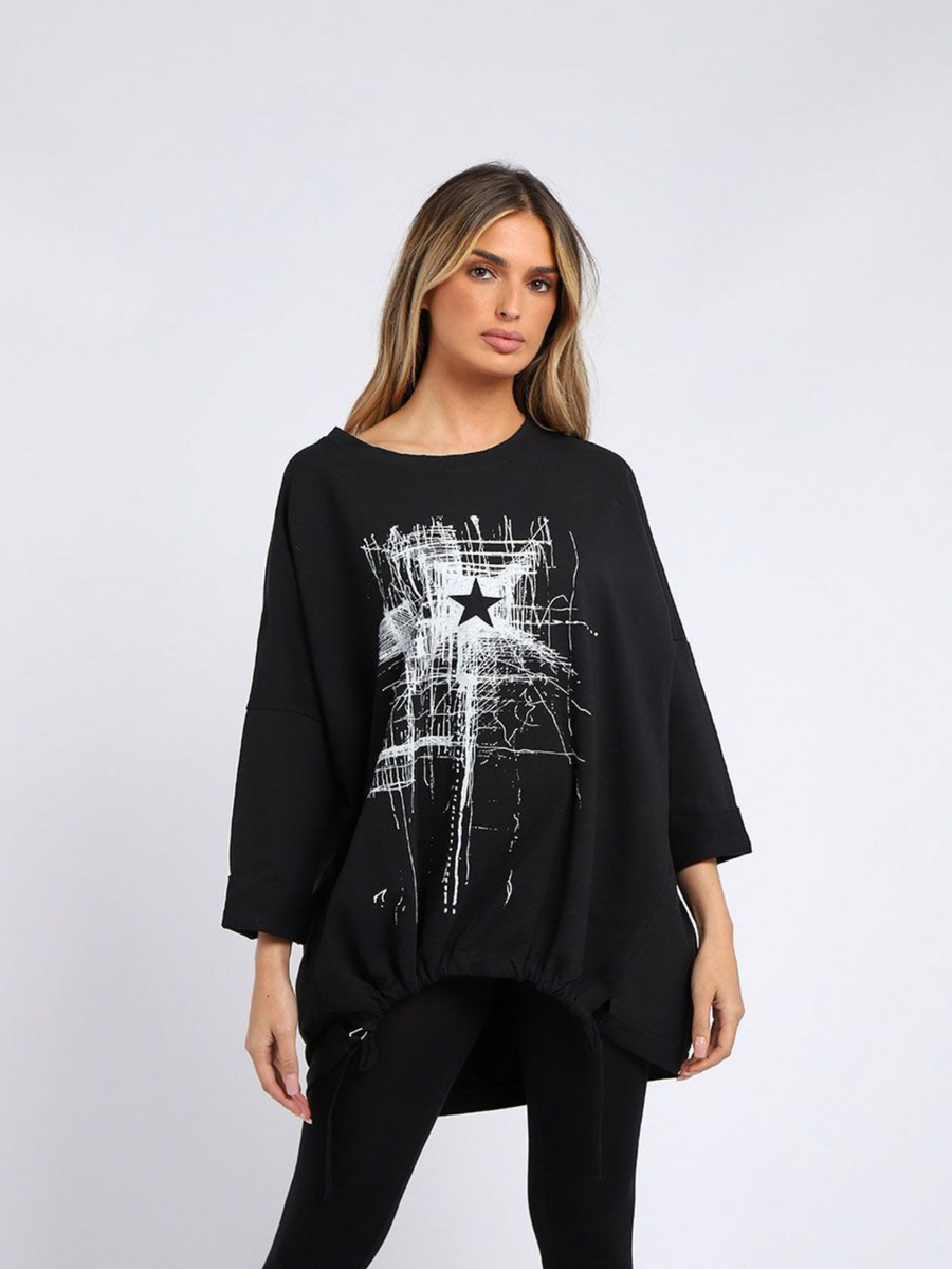Starburst Cotton Sweater - Black