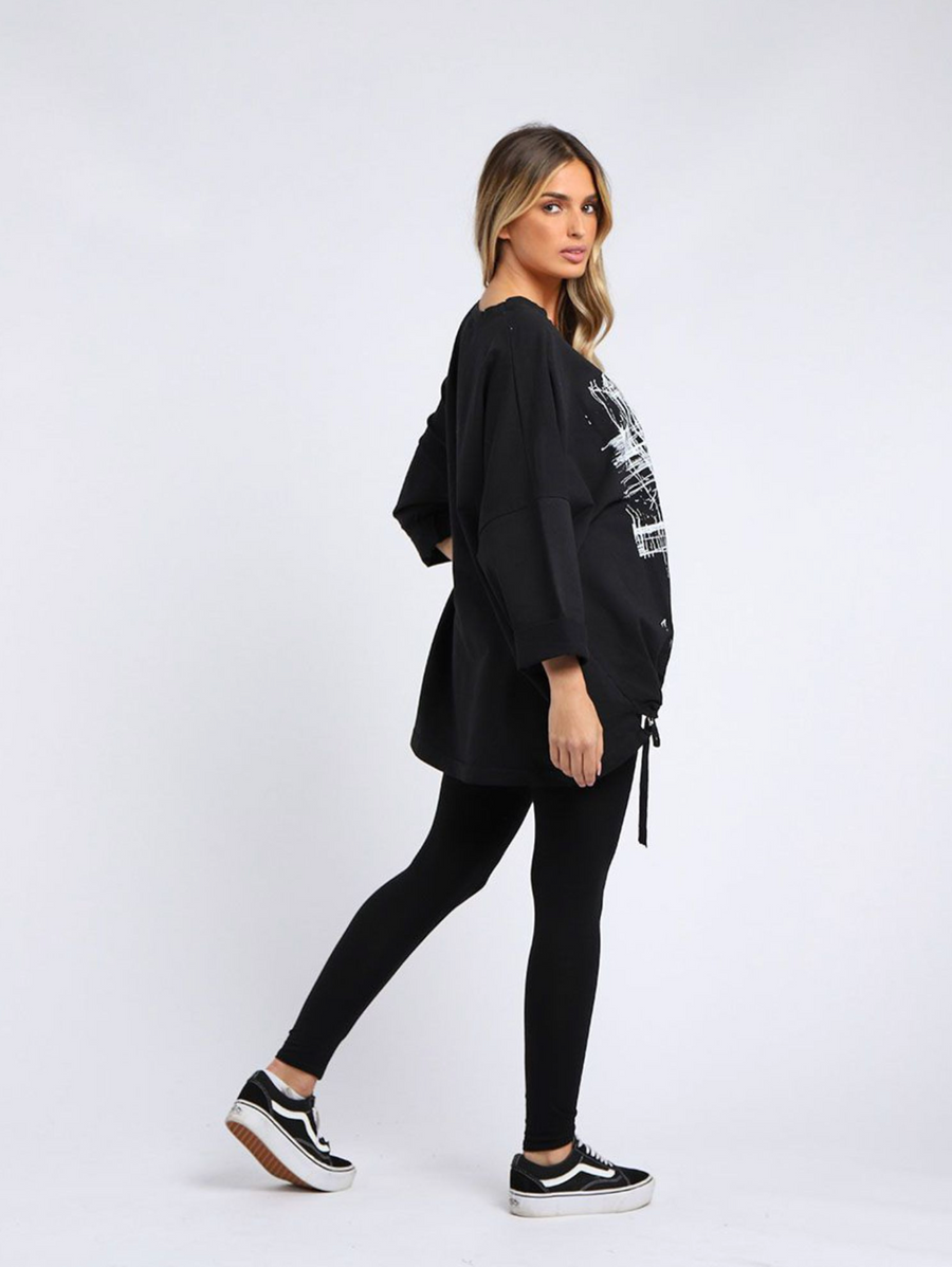 Starburst Cotton Sweater - Black