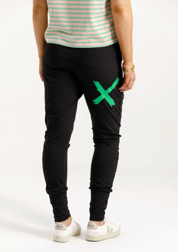 Apartment Pants - Black with Kelly Green X