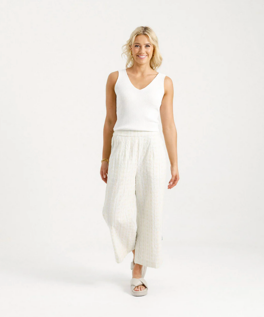 Zoe Pants - Cream Daisies