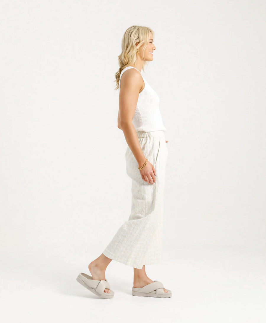 Zoe Pants - Cream Daisies